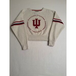 Colosseum Indiana University IU Hoosiers Cropped Speckle Sweatshirt Cream Small